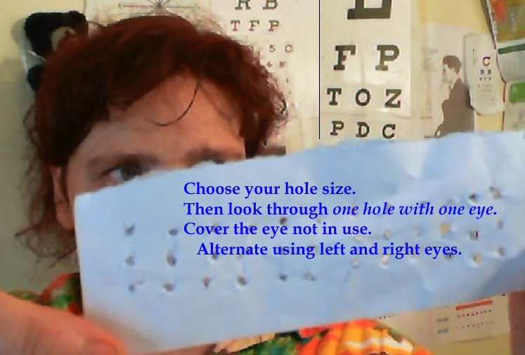 The Pinhole Effect; Looking through the holes cuts down on the unfocused light rays in eyes that need vision improvement.